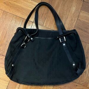 Gucci Black Shoulder Bag with Gold Accents